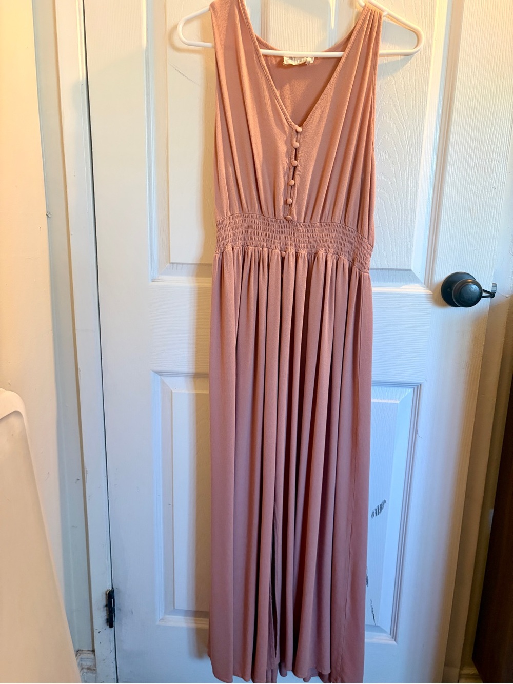 Just Found Sleeveless Dusty Rose Maxi Dress with Button Front